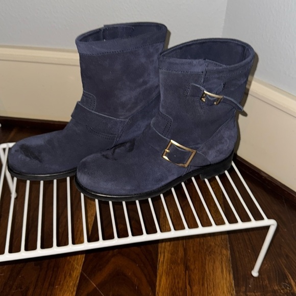 Jimmy Choo Navy Suede Biker Boot - Size 39.5 - Picture 1 of 16